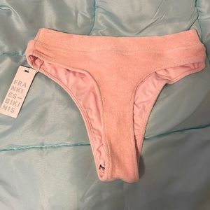 Frankie’s Bikini Claire Bottoms Pink Terry Cloth Size S NWT